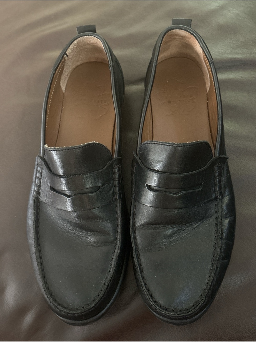 Ted Baker Black Leather Penny Loafers - Slip-On Dress Shoes
